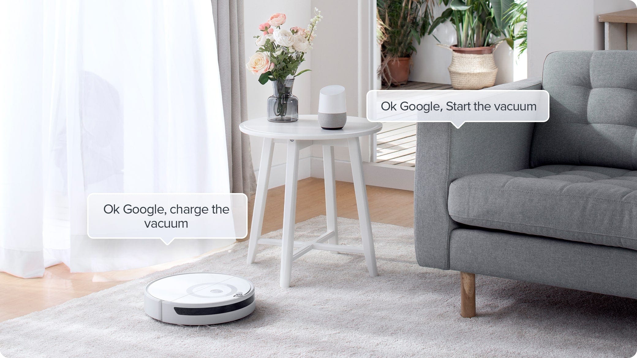 Start and pause cleanup with a simple voice command using Amazon Alexa and Google Home Start and pause cleanup with a simple voice command using Amazon Alexa and Google Home
