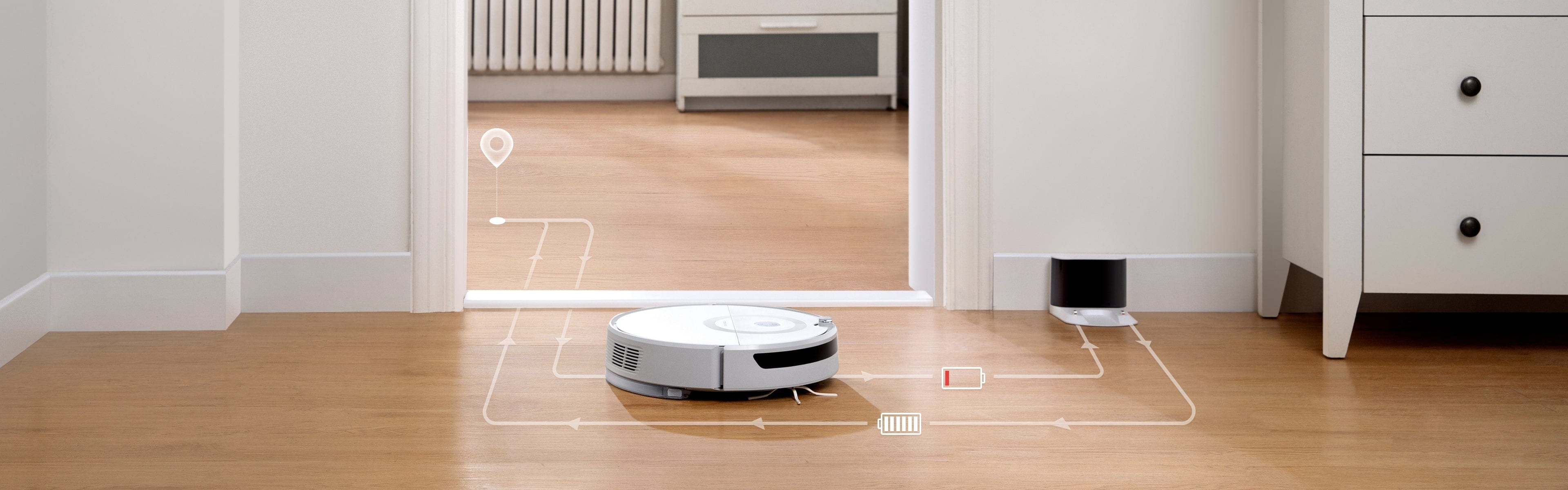 Roborock E5 auto top-up allows large spaces to be covered Roborock E5 auto top-up allows large spaces to be covered