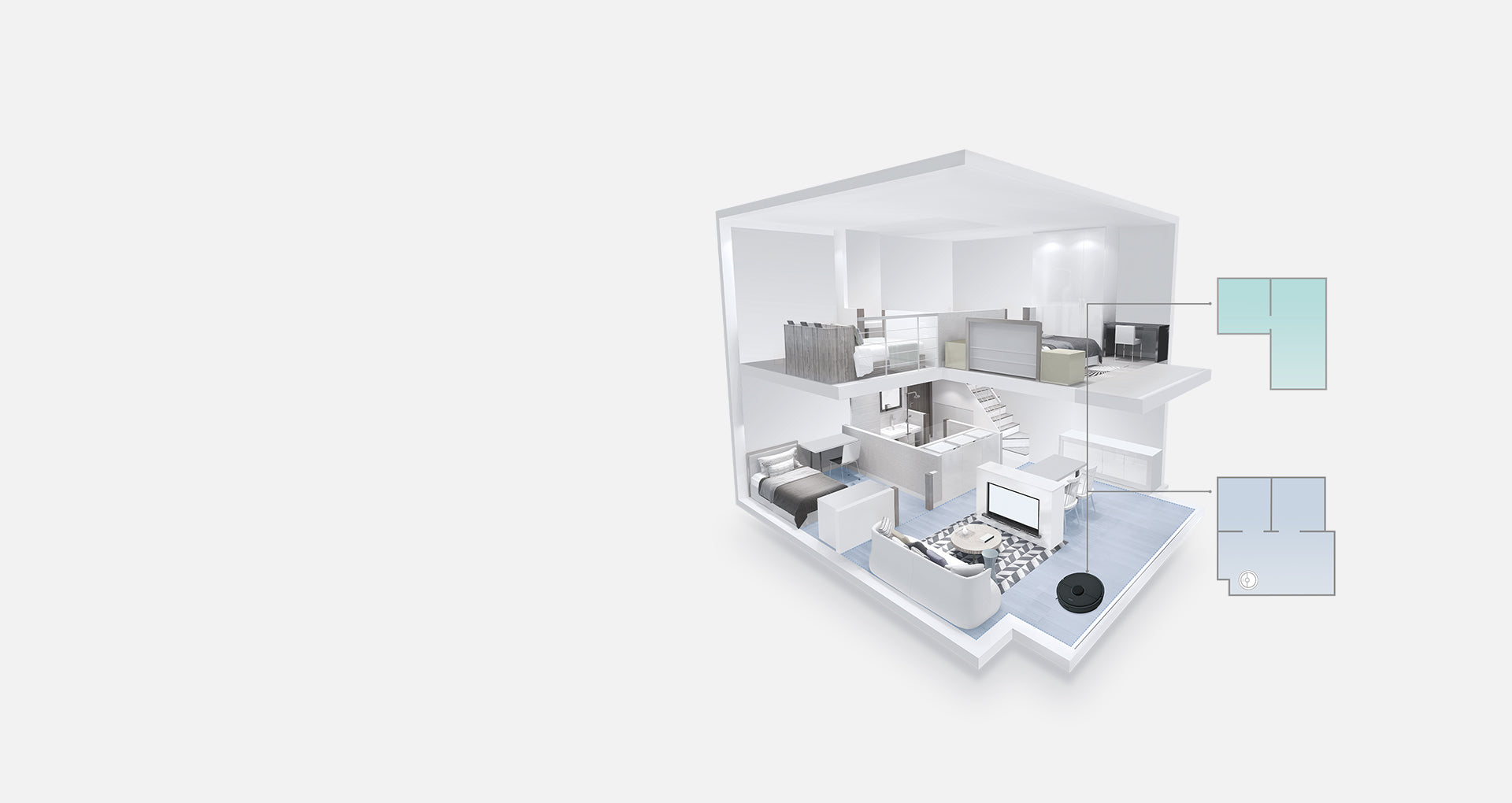 Roborock S5 Max's multi-level mapping systems recognize different levels of a home automatically Roborock S5 Max's multi-level mapping systems recognize different levels of a home automatically