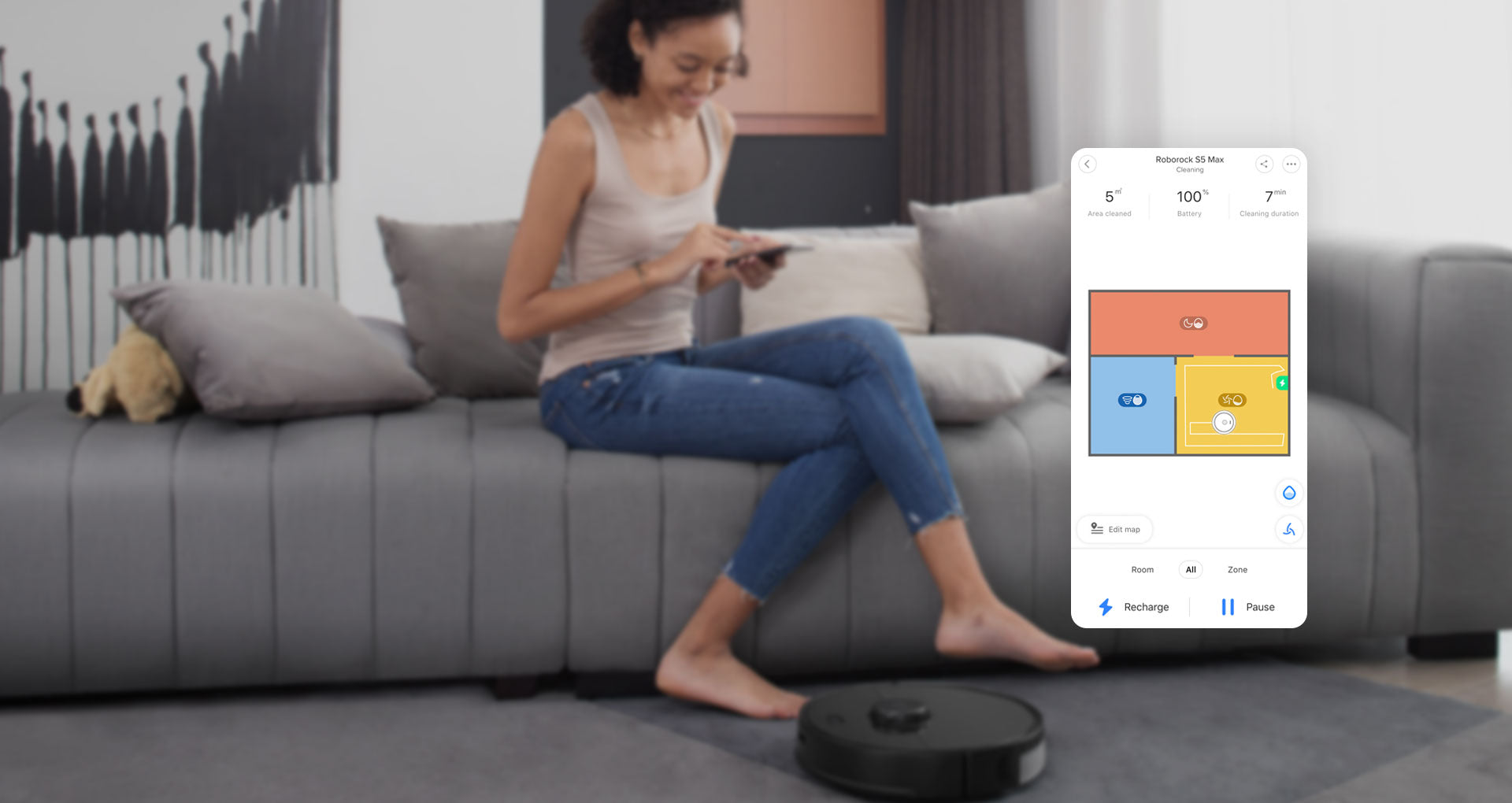 Roborock S5 Max can creates a 98% accurate floorplan map Roborock S5 Max can creates a 98% accurate floorplan map