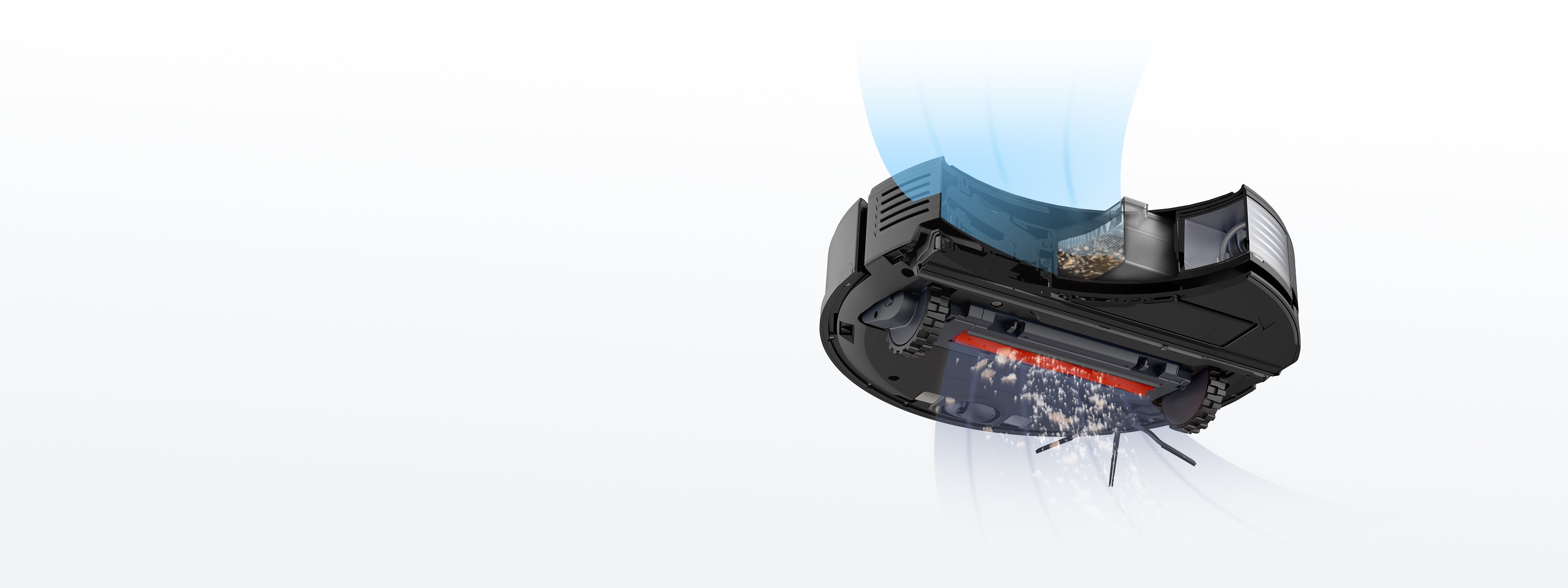 Roborock S7's 2500 Pa suction captures fine dust on hard floors, hair from carpets, and so on This is a image