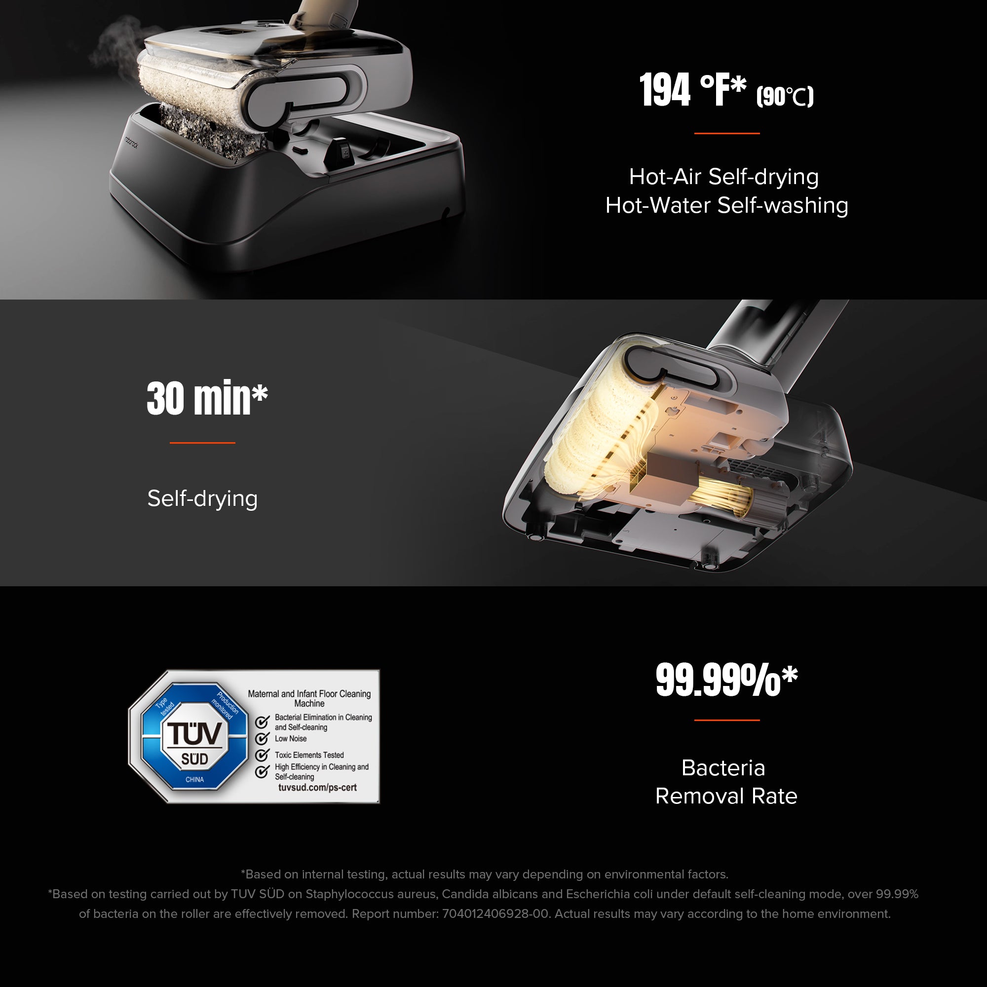 Roborock F25 Aspirapolvere Lavapavimenti 2-in-1 - 20.000 Pa Potenza - Autopulizia E Asciugatura 90°C - Senza Fili - Foto 8